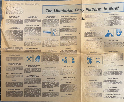 Various Libertarian Party Newspaper Editions from 1986/87 + Pages from Sep/Oct 1988