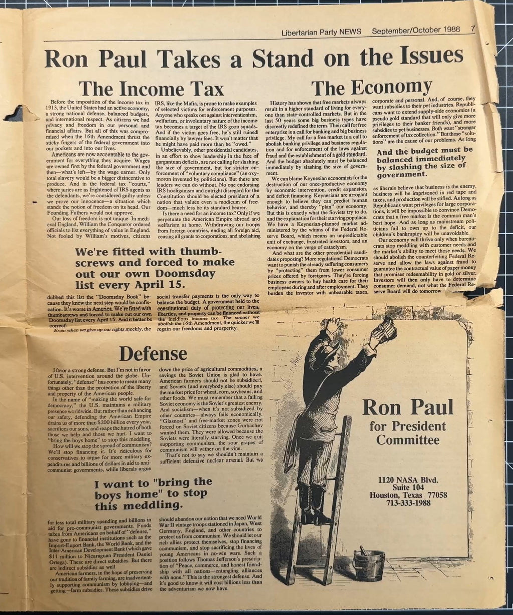 Various Libertarian Party Newspaper Editions from 1986/87 + Pages from Sep/Oct 1988