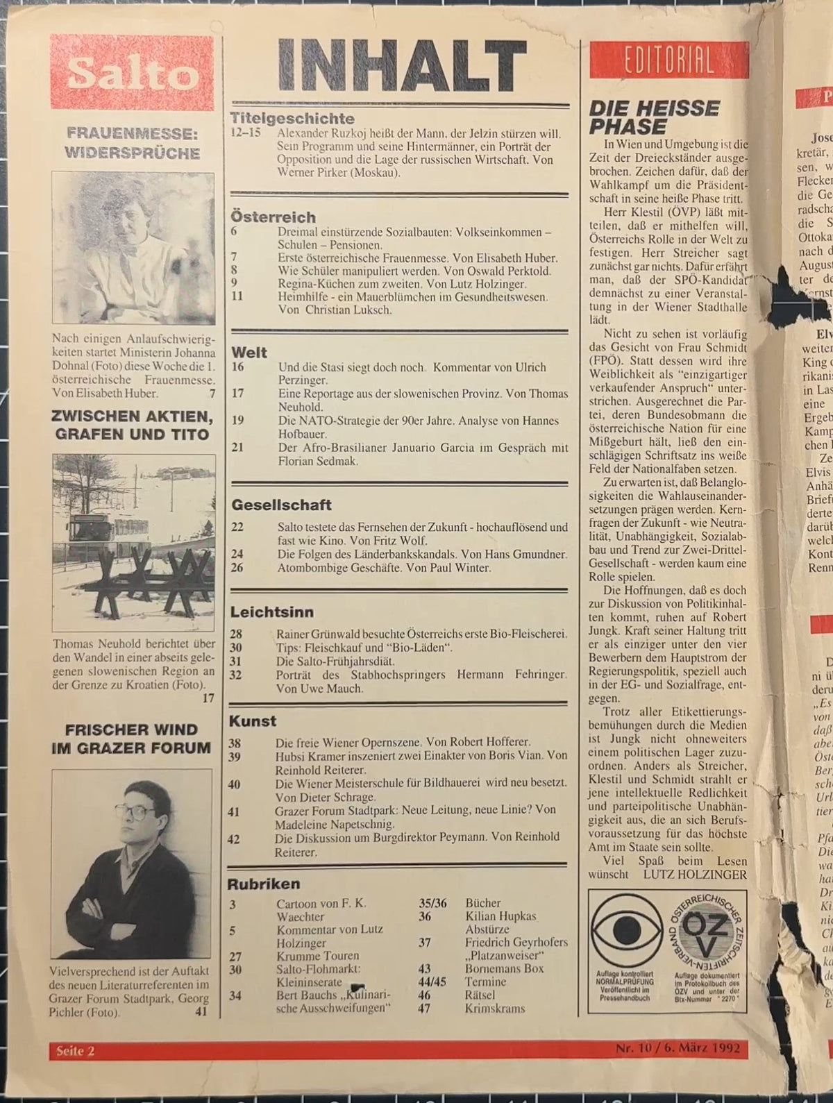 Salto Vol. 2 No. 10, 6th Mar 1992 (Alexander Rutskoy, Mark Heresy, LA Art)