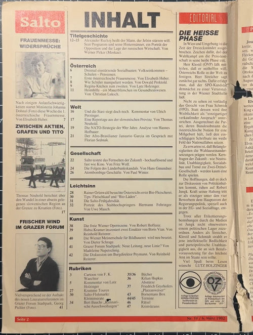 Salto Vol. 2 No. 10, 6th Mar 1992 (Alexander Rutskoy, Mark Heresy, LA Art)