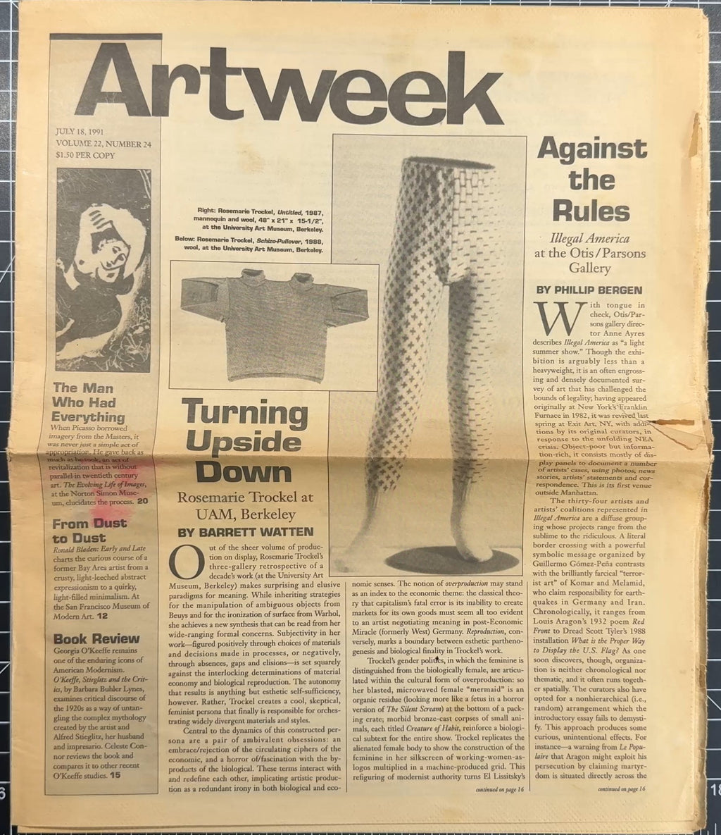 Pages from Art Week Vol. 22 No. 24 18 Jul 1991 (Picasso, R. Bladen, G. Matta-Clark, etc.)