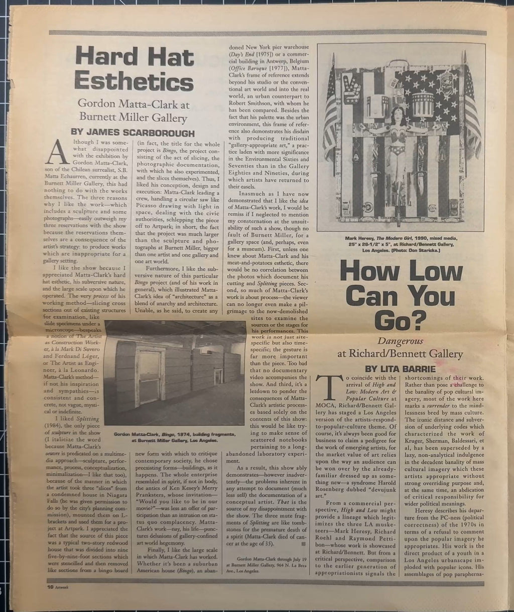 Pages from Art Week Vol. 22 No. 24 18 Jul 1991 (Picasso, R. Bladen, G. Matta-Clark, etc.)