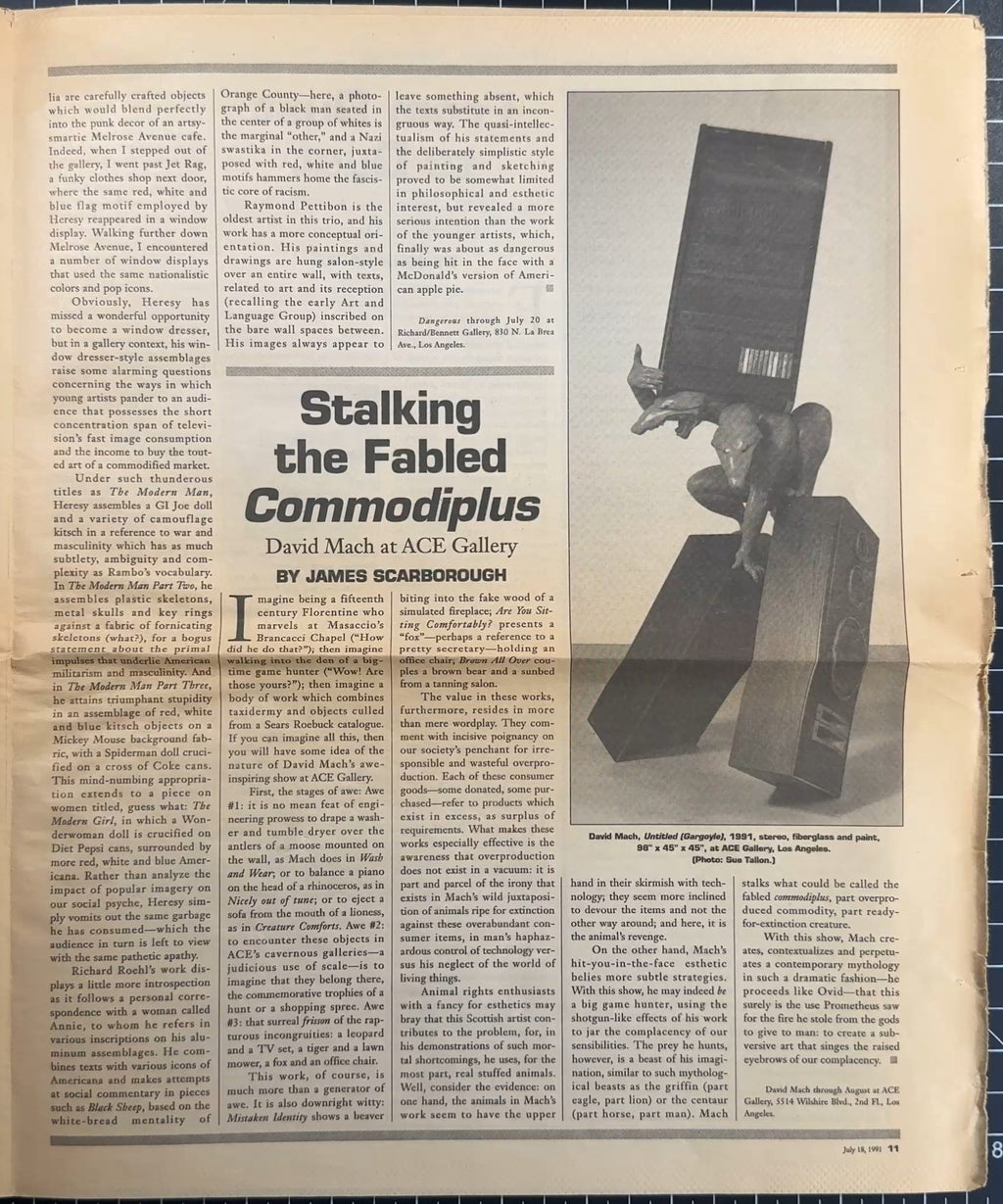 Pages from Art Week Vol. 22 No. 24 18 Jul 1991 (Picasso, R. Bladen, G. Matta-Clark, etc.)