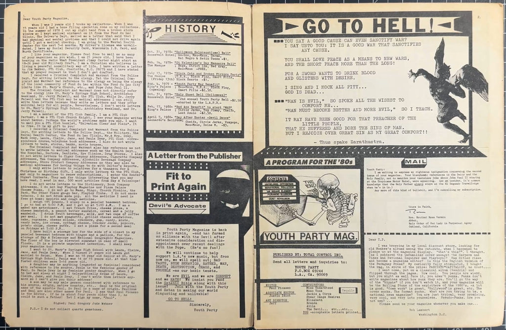 RARE ORIGINAL Youth Party Vol.1 No.3 LA / Hollywood Zine c.1980