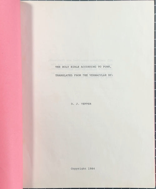 RARE Original Copy of "The Holy Bible According To Punk" by d.j. tepper 1984