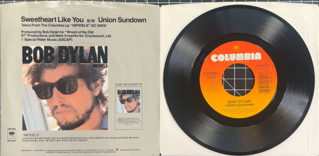 Bob Dylan Sweetheart Like You / Union Sundown 1983 US 7" VG+/VG+