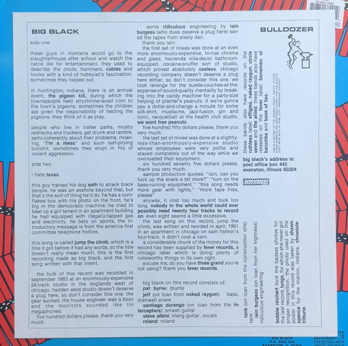 Big Black - Bulldozer 1992 Euro 12" EP + Orig Poster & Insert VG+/VG+