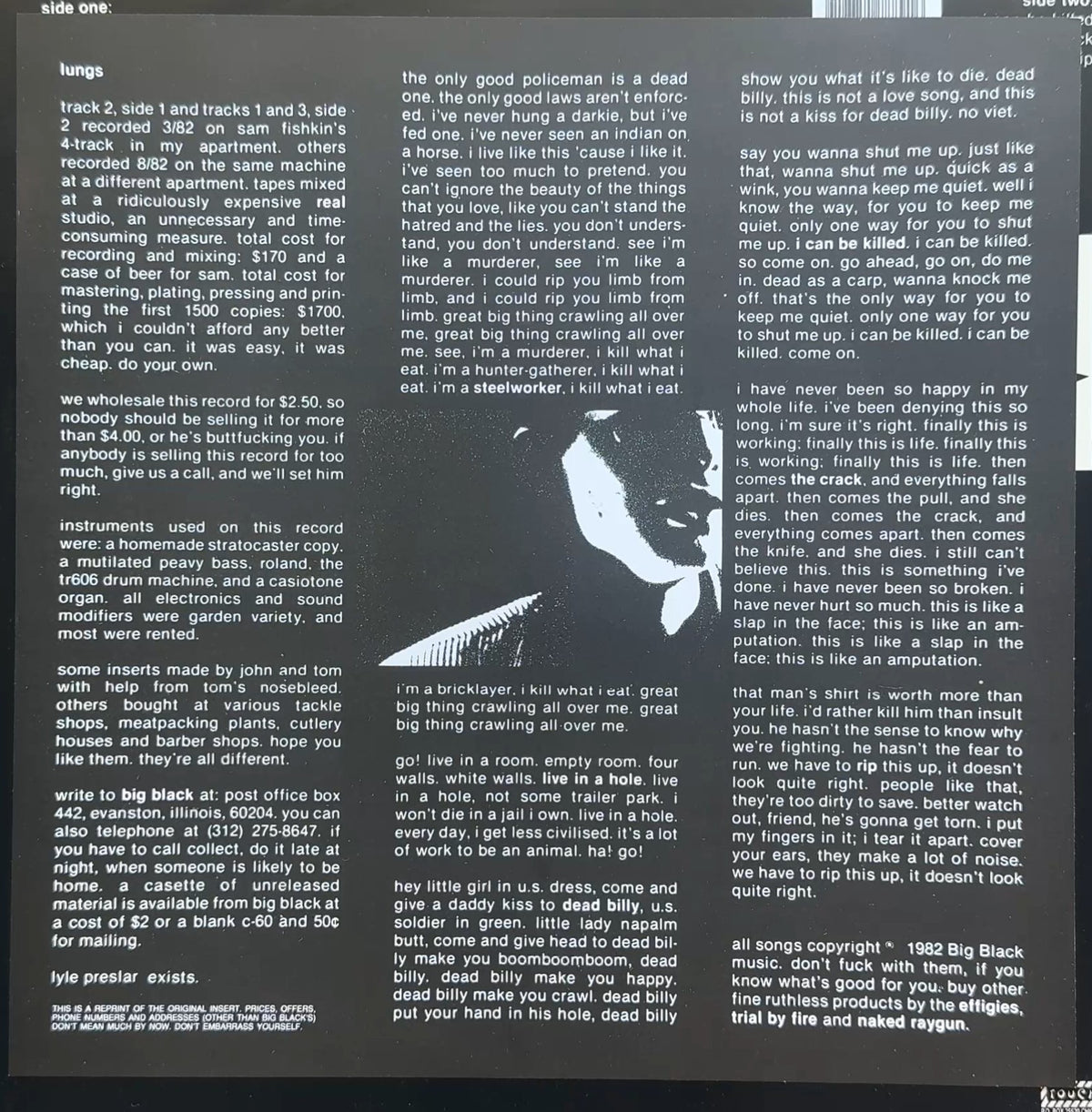 Big Black - Lungs 1992 Euro 12" EP w Insert VG+/VG+ (Steve Albini)