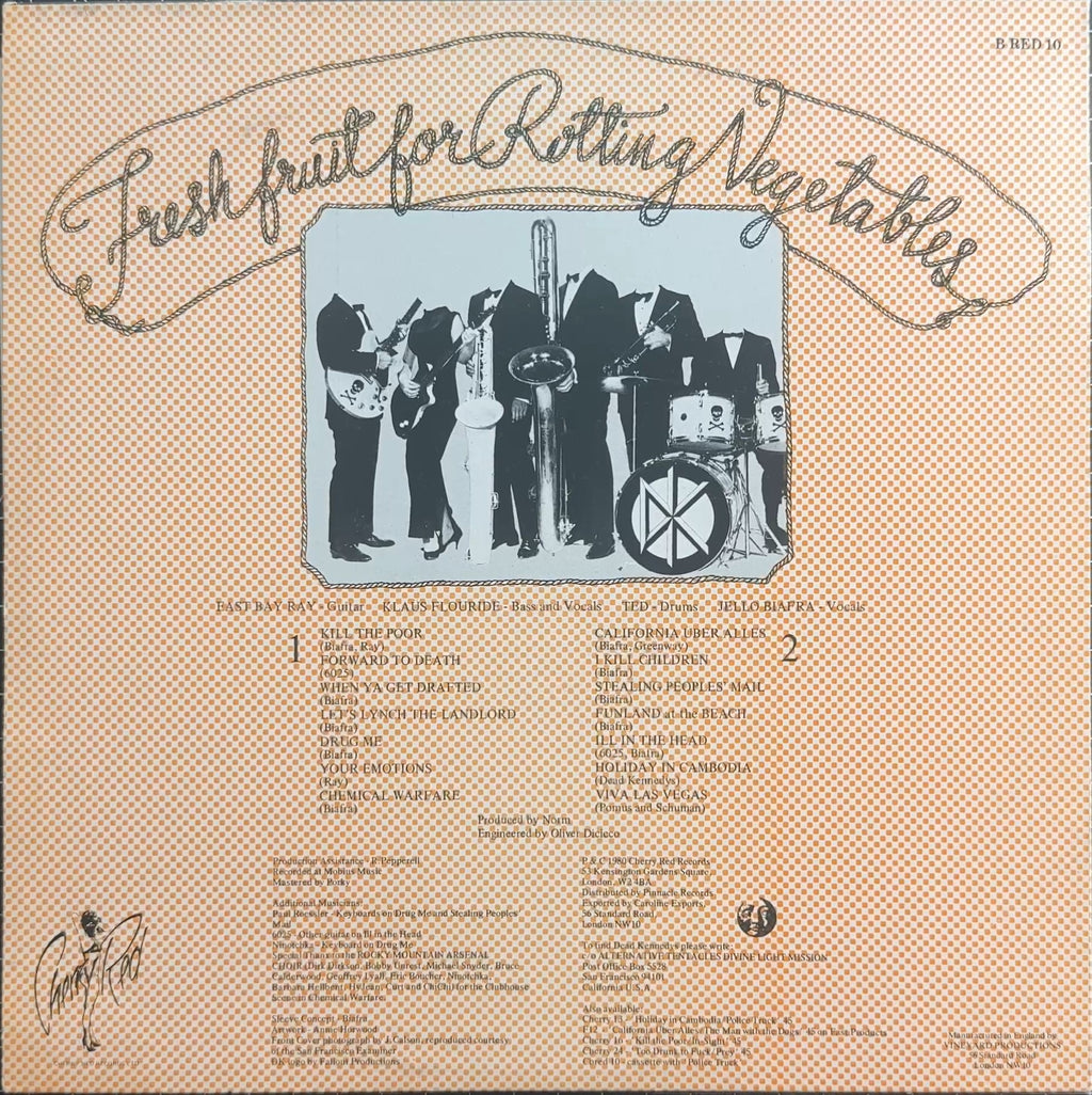 Dead Kennedys Fresh Fruit For Rotting Vegetables 1981 UK Orange Dot Rear + Poster