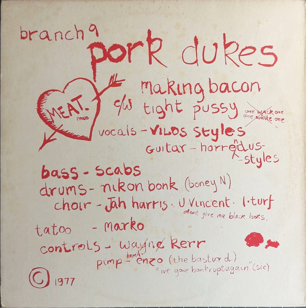 Pork Dukes Making Bacon c/w Tight Pussy 1977 UK 12" Yellow Vinyl
