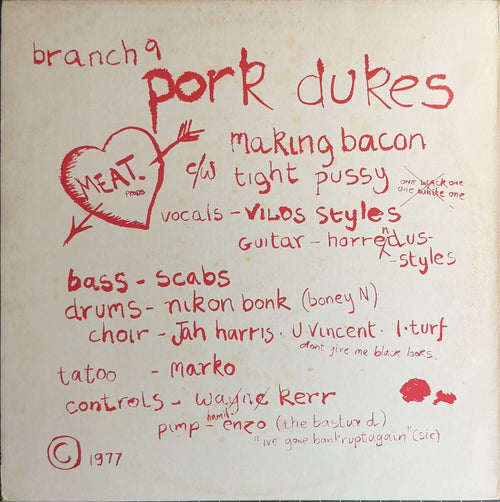 Pork Dukes Making Bacon c/w Tight Pussy 1977 UK 12" Yellow Vinyl