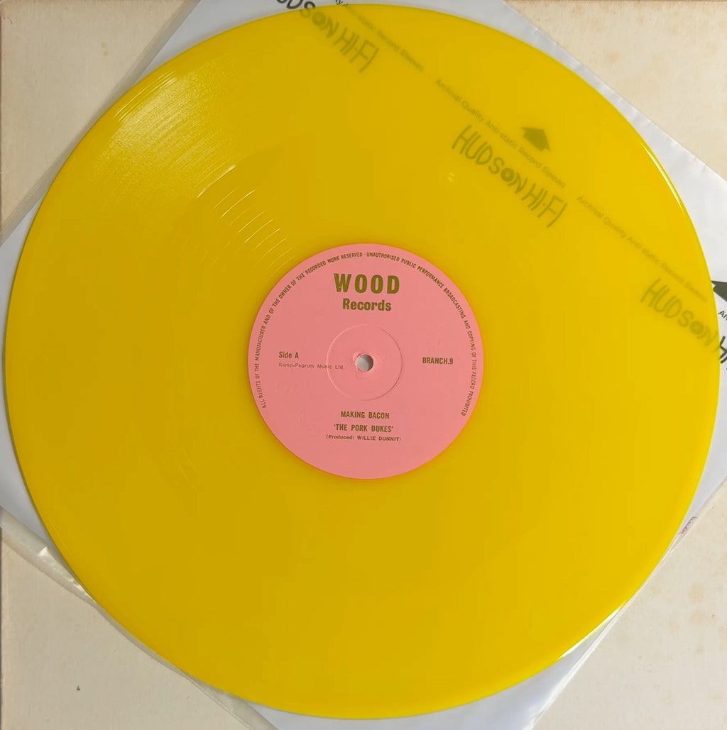 Pork Dukes Making Bacon c/w Tight Pussy 1977 UK 12" Yellow Vinyl