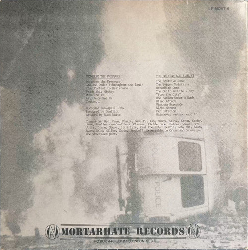 Conflict Increase The Pressure 1984 UK 1st Press "Special Cut" VG+/VG+