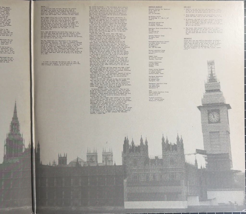 Conflict Increase The Pressure 1984 UK 1st Press "Special Cut" VG+/VG+