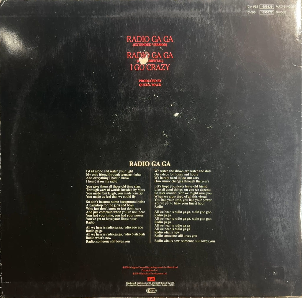 Queen Radio Ga Ga 1984 German 1st Press 12" Maxi Single VG+/VG