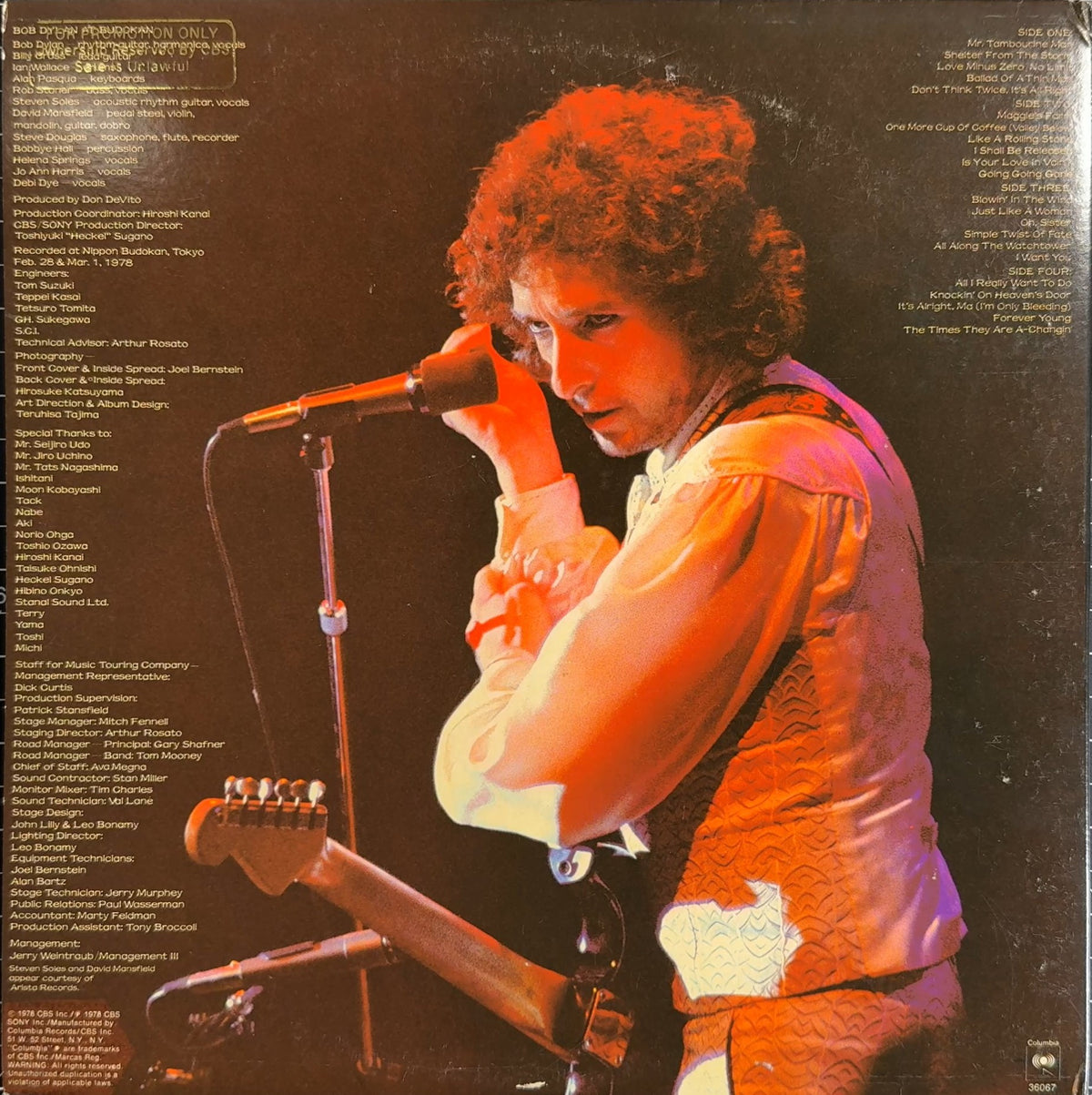 Bob Dylan At Budokan PROMO 1979 US First Press White Lbl & Timing Strips