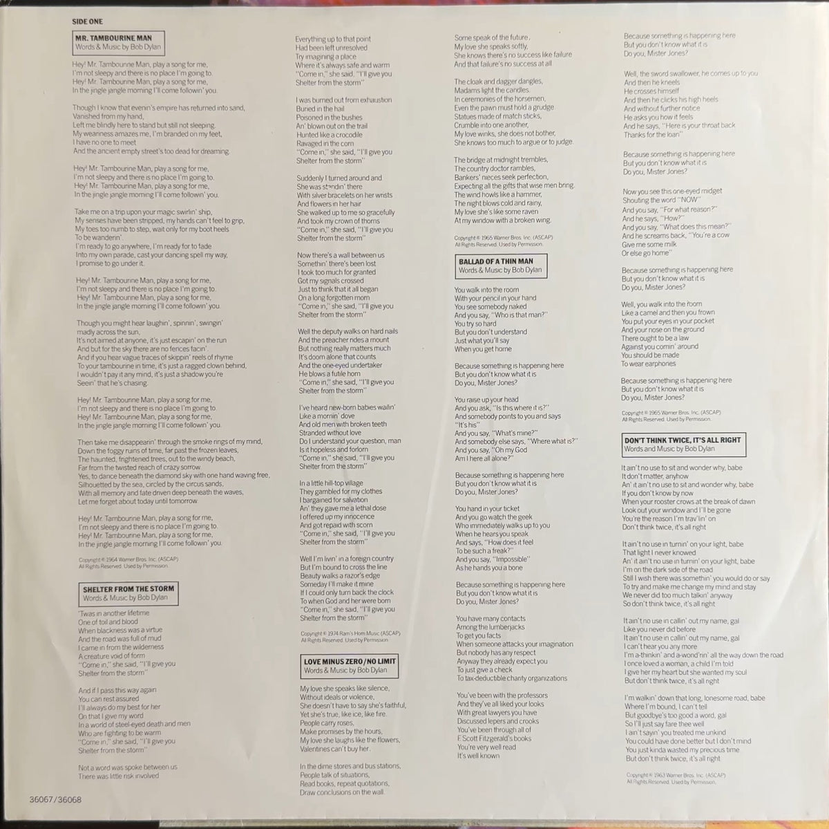 Bob Dylan At Budokan PROMO 1979 US First Press White Lbl & Timing Strips