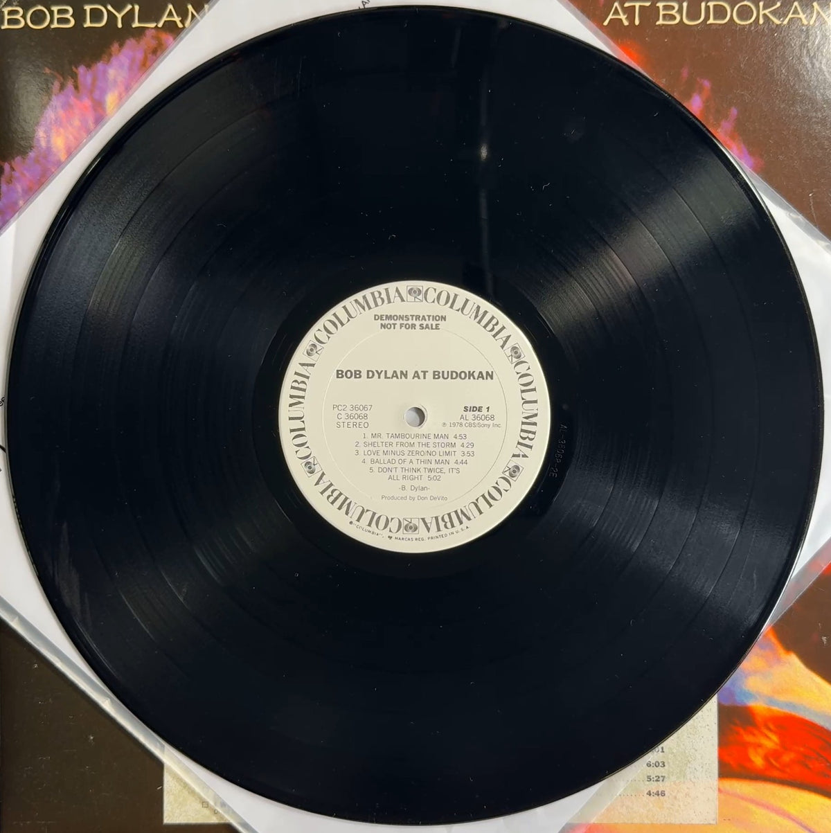 Bob Dylan At Budokan PROMO 1979 US First Press White Lbl & Timing Strips