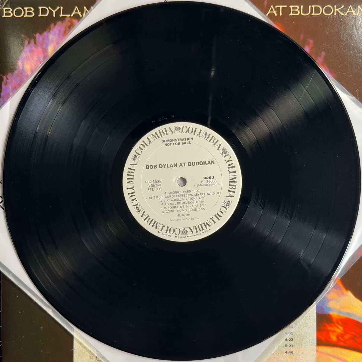 Bob Dylan At Budokan PROMO 1979 US First Press White Lbl & Timing Strips