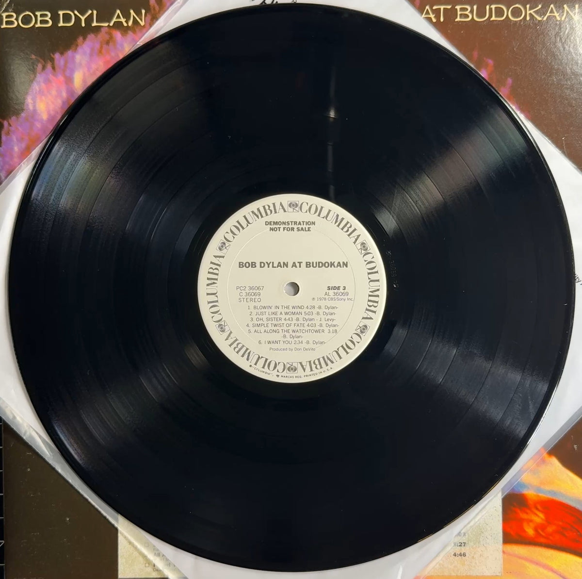 Bob Dylan At Budokan PROMO 1979 US First Press White Lbl & Timing Strips