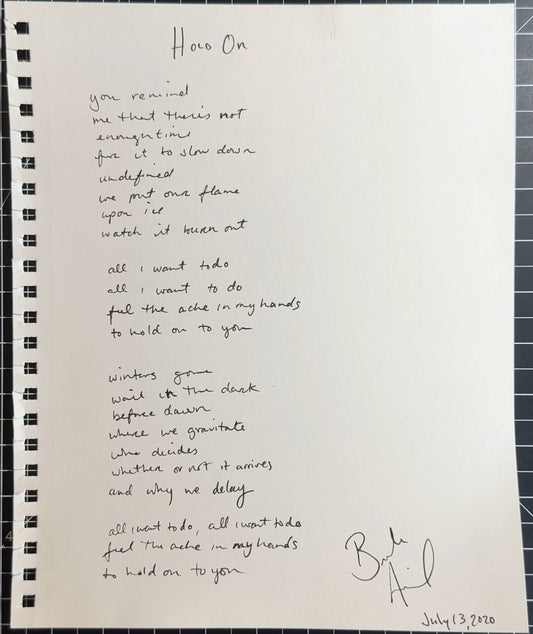 Brooke Annibale Handwritten & Signed Lyric Sheets One-of-a-kind!