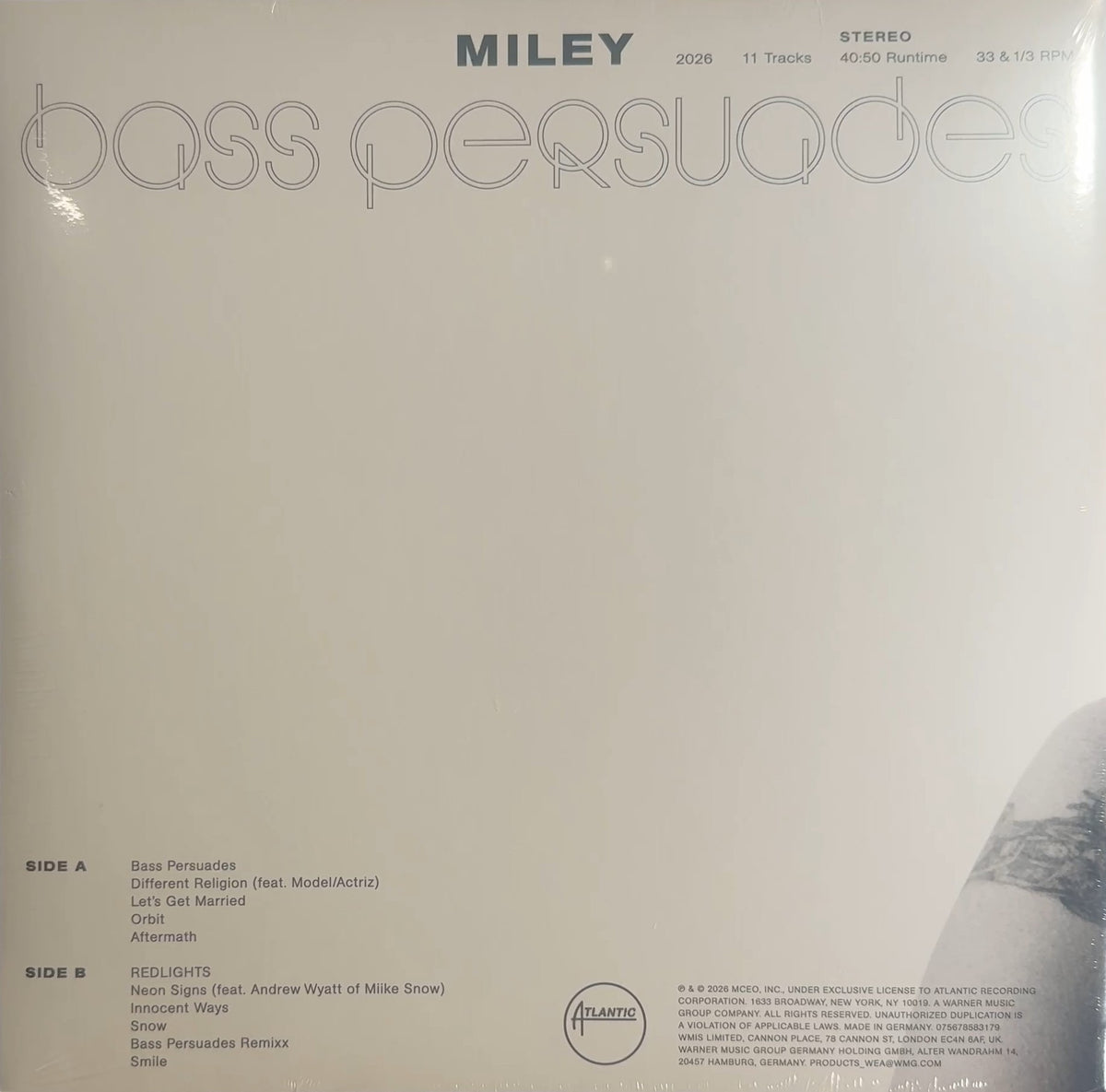 MILEY Cyrus Bass Persuades German Import Bonus Track Smile Lipstick Red Vinyl LP Sealed New