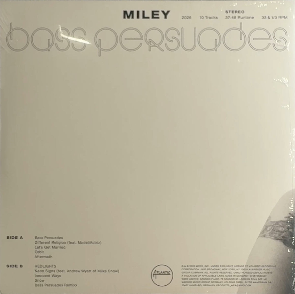 Miley Cyrus Bass Persuades German Import Indie Apple Red Vinyl Poster Gatefold Sealed New